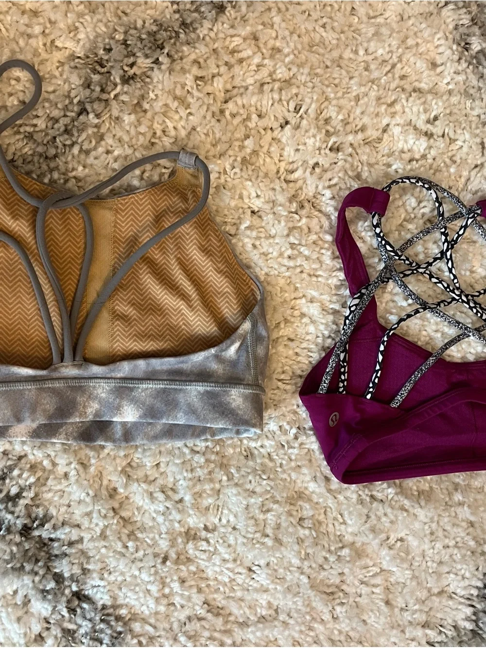lululemon athletica Women's Magenta Sports Bra with Silver Strappy Back